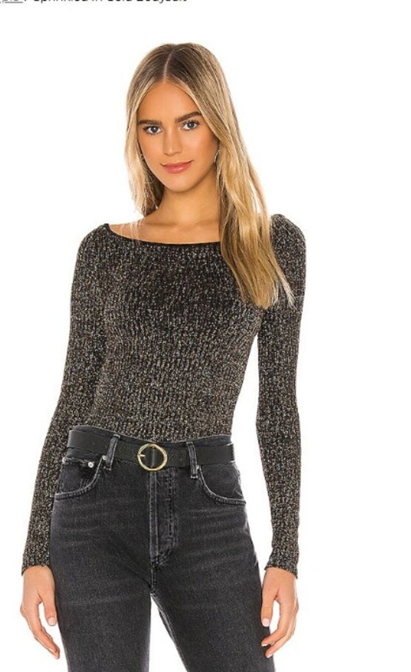 NEW! Free People 'Sprinkled In Gold' Bodysuit in BLACK (XS/S)